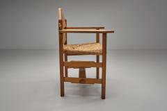 Pair of Geometric Armchairs with Woven Wicker Elements Europe Mid 20th Century - 4717737