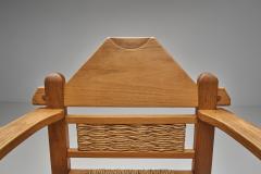 Pair of Geometric Armchairs with Woven Wicker Elements Europe Mid 20th Century - 4717738