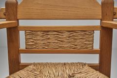 Pair of Geometric Armchairs with Woven Wicker Elements Europe Mid 20th Century - 4717740