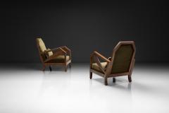 Pair of Geometric Art Deco Armchairs with Beech Frames France 1930s - 4696124