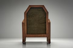 Pair of Geometric Art Deco Armchairs with Beech Frames France 1930s - 4696132