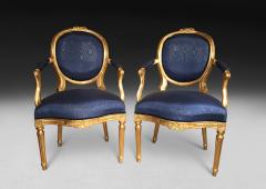 Pair of George III Giltwood Salon Armchairs - 4308876