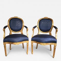 Pair of George III Giltwood Salon Armchairs - 4310054
