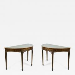 Pair of George III Mahogany Demilune Consoles - 4186255