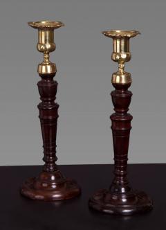 Pair of George III Mahogany and Cast Brass Candlesticks - 2181827