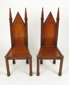 Pair of George III Oak Gothic Hall Chairs c 1800 - 948668
