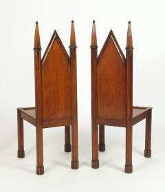 Pair of George III Oak Gothic Hall Chairs c 1800 - 948670