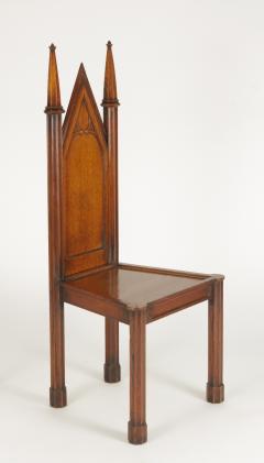 Pair of George III Oak Gothic Hall Chairs c 1800 - 948672