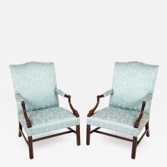 Pair of George III Period Mahogany Gainsboro Armchairs - 2920721