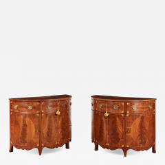 Pair of George III Satinwood Inlaid Demilune Console Cabinets - 4217190