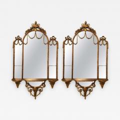 Pair of George III Style Giltwood and Composite Shelved Wall Console Mirrors - 1303625