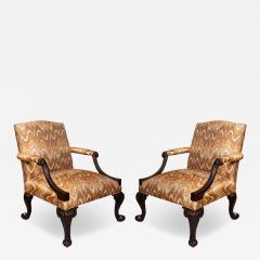 Pair of George III Style Mahogany Armchairs - 4134648