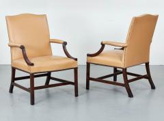 Pair of Georgian Style Leather Gainsborough Chairs - 2615820