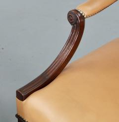 Pair of Georgian Style Leather Gainsborough Chairs - 2615830