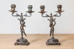 Pair of German Late 19th Century Jugendstil Silver Plated WMF Cherub Candelabras - 3660723