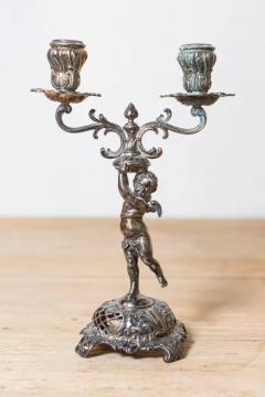 Pair of German Late 19th Century Jugendstil Silver Plated WMF Cherub Candelabras - 3660744
