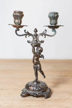 Pair of German Late 19th Century Jugendstil Silver Plated WMF Cherub Candelabras - 3660745