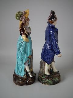 Pair of German Majolica Lady And Gent Figures - 1804321