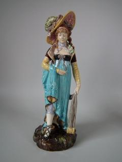 Pair of German Majolica Lady And Gent Figures - 1804322