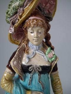 Pair of German Majolica Lady And Gent Figures - 1804325