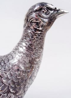 Pair of German Silver Pheasants Game Birds with Hinged Wings - 3986654