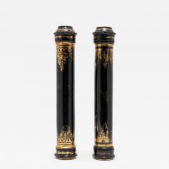Pair of Gilt Black Lacquer Scroll Cases - 4173739