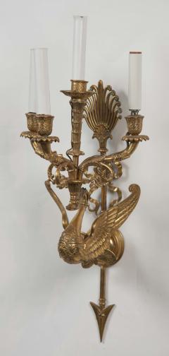 Pair of Gilt Bronze Swan Form Sconces - 2119118