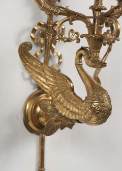 Pair of Gilt Bronze Swan Form Sconces - 2119119