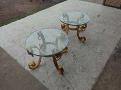 Pair of Gilt Italian Wrought Iron Side Tables - 2577546