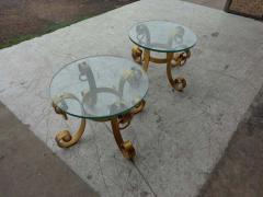 Pair of Gilt Italian Wrought Iron Side Tables - 2577555