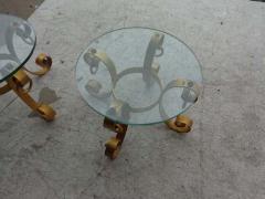 Pair of Gilt Italian Wrought Iron Side Tables - 2577562