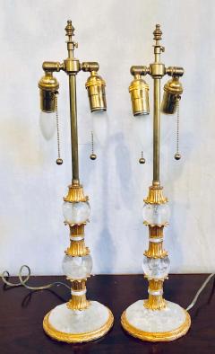 Pair of Gilt Metal and Rock Crystal Bagu s Style Table Lamps - 1265656