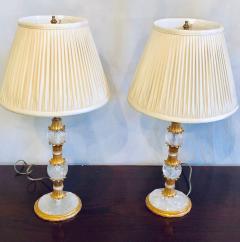 Pair of Gilt Metal and Rock Crystal Bagu s Style Table Lamps - 3001007