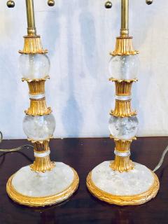 Pair of Gilt Metal and Rock Crystal Bagu s Style Table Lamps - 3001023