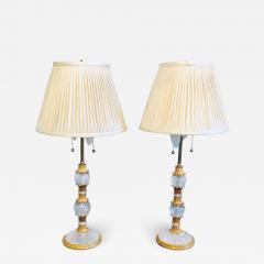 Pair of Gilt Metal and Rock Crystal Bagu s Style Table Lamps - 3018428