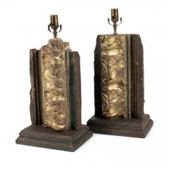Pair of Giltwood Architectural Fragment Lamps - 2538689