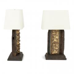 Pair of Giltwood Architectural Fragment Lamps - 2538693