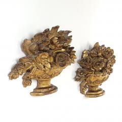 Pair of Giltwood Floral Urn Plaques France 19th century - 3929697