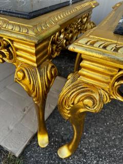 Pair of Giltwood Queen Anne Style Marble Top End Tables - 4489137