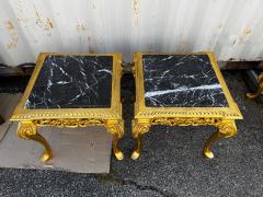 Pair of Giltwood Queen Anne Style Marble Top End Tables - 4489139