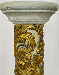 Pair of Giltwood and Paint Decorated Italian Columns Pedestals Gustavian Style - 2489159