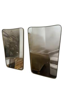 Pair of Gio Ponti Style Italian Brass Mirrors - 4168369