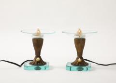 Pair of Glass Brass Petite Table Lamps att Pietro Chiesa Italy 1940s - 3522993