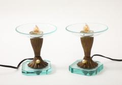 Pair of Glass Brass Petite Table Lamps att Pietro Chiesa Italy 1940s - 3522994