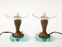 Pair of Glass Brass Petite Table Lamps att Pietro Chiesa Italy 1940s - 3522995