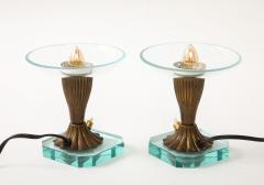 Pair of Glass Brass Petite Table Lamps att Pietro Chiesa Italy 1940s - 3522997