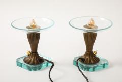 Pair of Glass Brass Petite Table Lamps att Pietro Chiesa Italy 1940s - 3523000