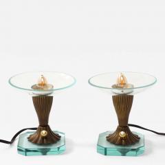 Pair of Glass Brass Petite Table Lamps att Pietro Chiesa Italy 1940s - 3527381