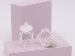 Pair of Glass and Crystal Quartz Napking Rings by Anna New York 2010s - 3867639