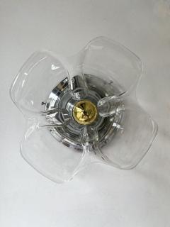 Pair of Glass and Metal Flower Sconces Italy 1970s - 2592955